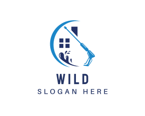 Pressure Washer House Cleaning Logo