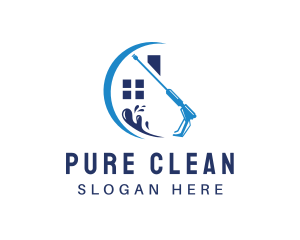 Pressure Washer House Cleaning logo design