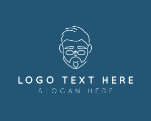 Eyeglass - Professor Man Line Art logo design