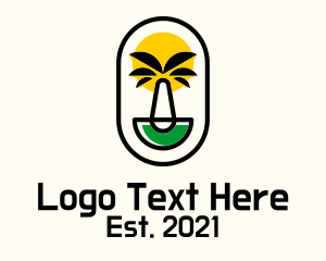 Swimming - Palm Tree Island Badge logo design