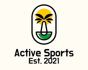 Tropical - Palm Tree Island Badge logo design