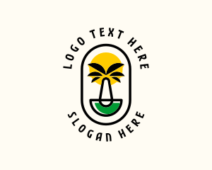 Fun - Palm Tree Island Badge logo design