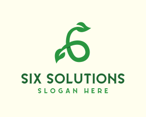 Six - Nature Leaf Number 6 logo design