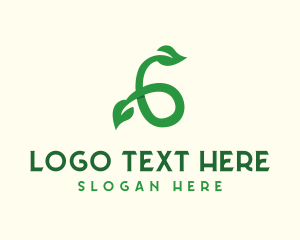 Number 6 - Nature Leaf Number 6 logo design