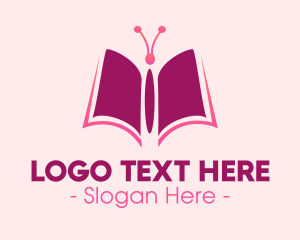 Bookstore - Butterfly Book Pages logo design