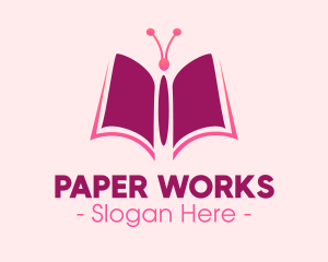 File - Butterfly Book Pages logo design