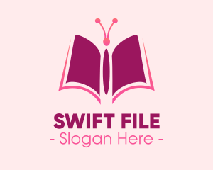 File - Butterfly Book Pages logo design