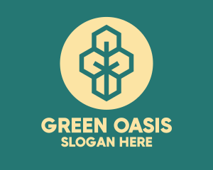 Green Geometric Tree logo design