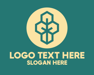 Hexagon - Green Geometric Tree logo design