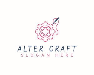 Flower Needle Embroidery logo design