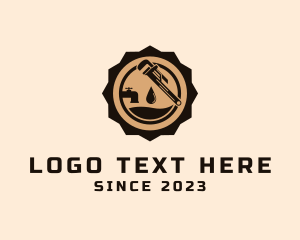 Retro - Water Plumbing Stamp logo design