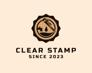 Water Plumbing Stamp logo design