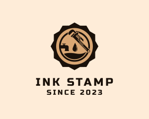 Water Plumbing Stamp logo design