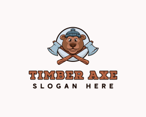 Bear Lumberjack Axe logo design