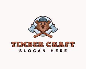 Bear Lumberjack Axe logo design