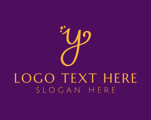 Cosmetologist - Gold Sparkle Letter Y logo design