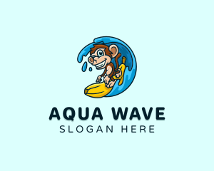 Monkey Surfer Wave logo design