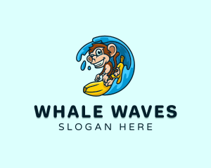 Monkey Surfer Wave logo design