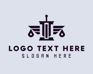 Law Firm - Pillar Sword Wings Scale logo design