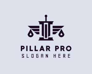 Pillar Sword Wings Scale logo design