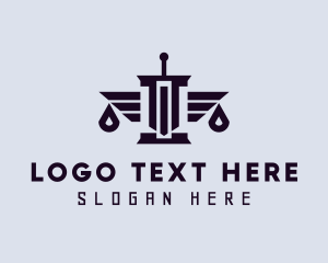 Court House - Pillar Sword Wings Scale logo design