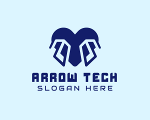 Blue Tech Heart logo design