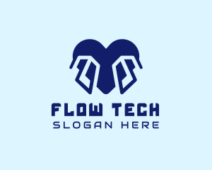 Blue Tech Heart logo design