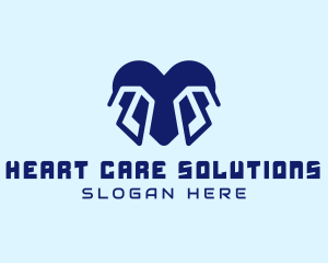 Blue Tech Heart logo design