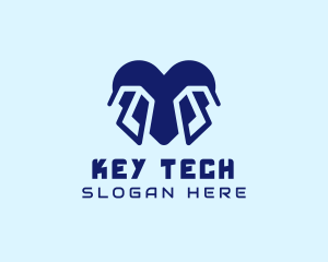 Blue Tech Heart logo design