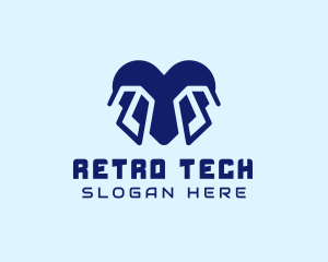 Blue Tech Heart logo design