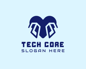 Blue Tech Heart logo design