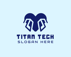 Blue Tech Heart logo design