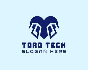 Blue Tech Heart logo design