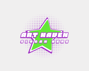 Halftone Retro Star logo design