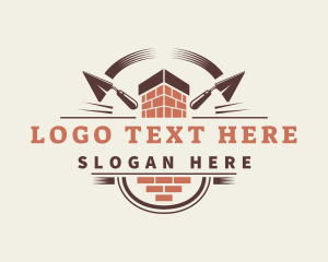 Laborer - Masonry Trowel Bricks logo design