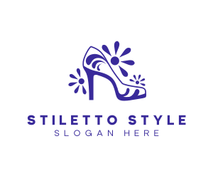 Floral Feminine Stiletto logo design
