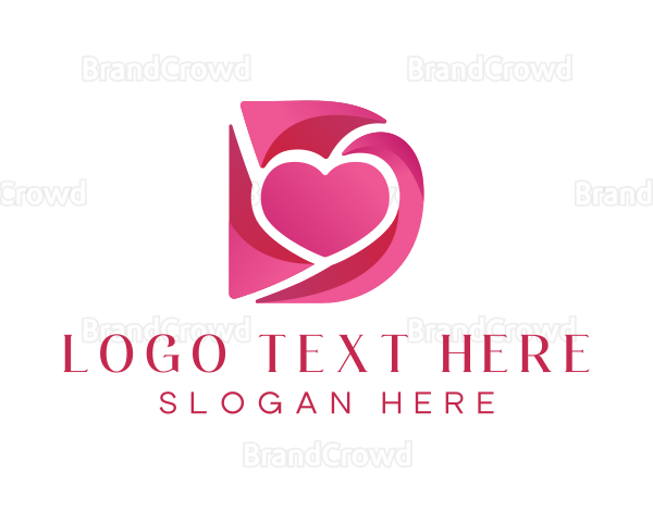 Pink Heart Letter D Logo