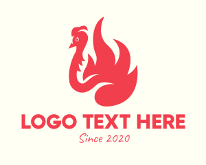 Peacock - Red Fiery Bird logo design