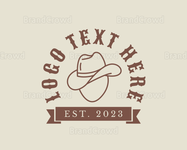 SImple Cowboy Hat Banner Logo