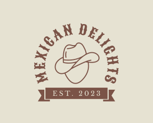 SImple Cowboy Hat Banner logo design