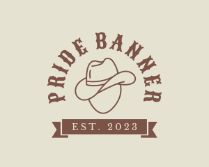 SImple Cowboy Hat Banner logo design