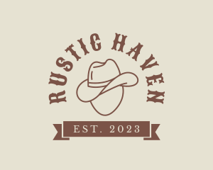 SImple Cowboy Hat Banner logo design