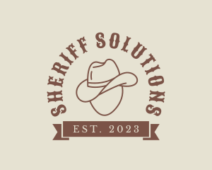 SImple Cowboy Hat Banner logo design