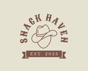 SImple Cowboy Hat Banner logo design