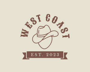 SImple Cowboy Hat Banner logo design