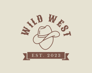 SImple Cowboy Hat Banner logo design