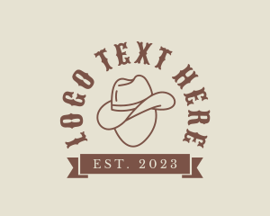 SImple Cowboy Hat Banner Logo