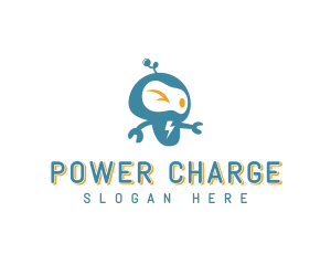 Lightning Bolt Charge Robot logo design