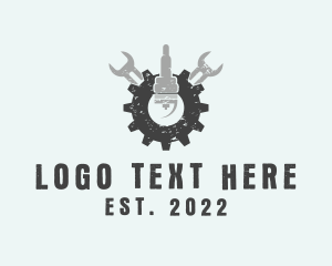 Auto Shop - Industrial Wrench Gear logo design