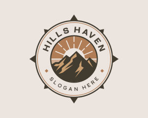 Mountain Outdoor Compass logo design